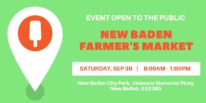 New Baden Farmer's Market Sep 30 from 8 a.m. to 1 p.m.